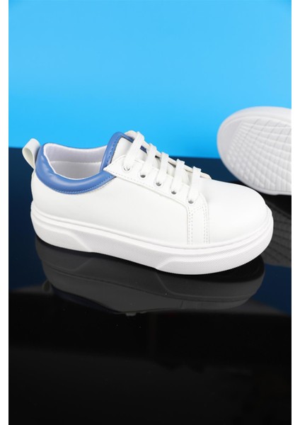 31-35 Numara Beyaz-Mavi Sneaker Ayakkabı