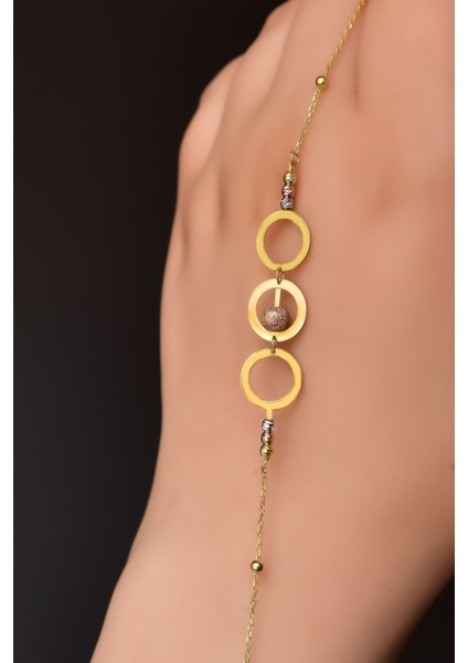 925 Ayar Gümüş Gold Kaplama Üç Renk Dorika Toplu Halka Bileklik fiyatları