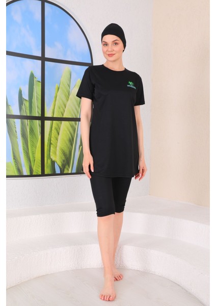 Yarı Kapalı Tesettür Mayo Nakışlı