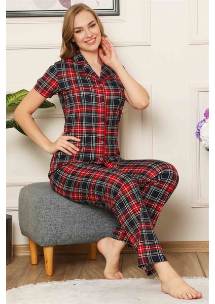 Kırmızı Ekoseli Pijama Takım