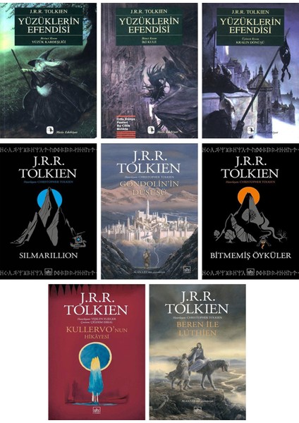 Ithaki Yayınları - Yüzüklerin Efendisi Yüzük Kardeşliği + Iki Kule + Kralın Dönüşü + Silmarillion + Gondolin’in Düşüşü + Bitmemiş Öyküler + Kullervo’nun Hikayesi + Beren Ile Luthien / 8’li Tolkein Set