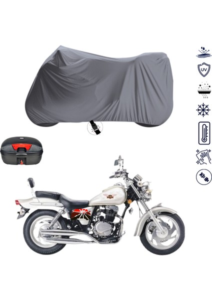 Çelik Motor Crown 150 Çantalı Motosiklet Branda Su Geçirmez Topcase Uyumlu Motor Branda