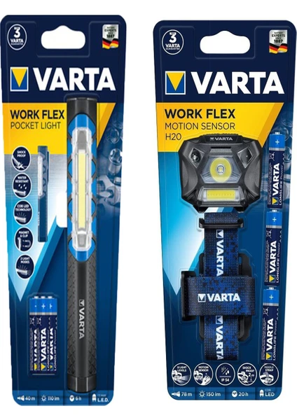 Aysima-Varta Şantiye Projektörü Led, 3 x Aaa Pil Dahil, Work Flex Pocket Light+ 18648 Kafa Feneri