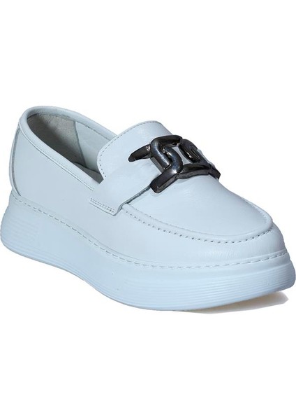 Missmamma Deri Beyaz Loafer Ayakkabı