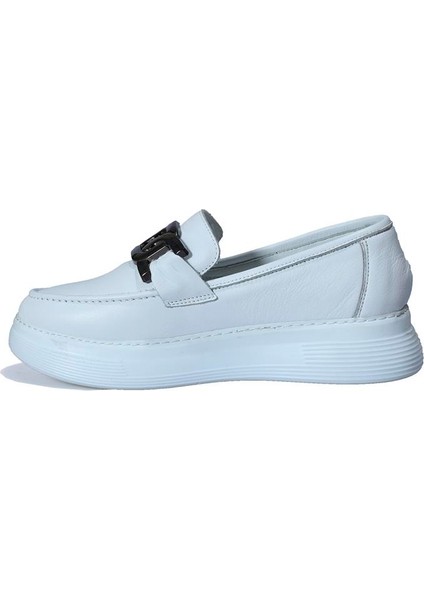 Missmamma Deri Beyaz Loafer Ayakkabı