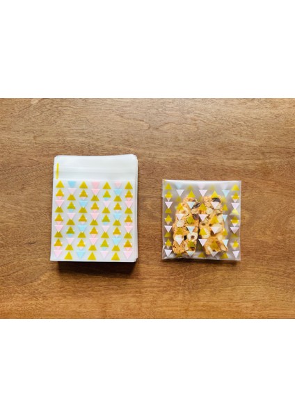 Bantlı Şeffaf Desenli Poşet Opp 10X10 (+3) cm 95 Adet
