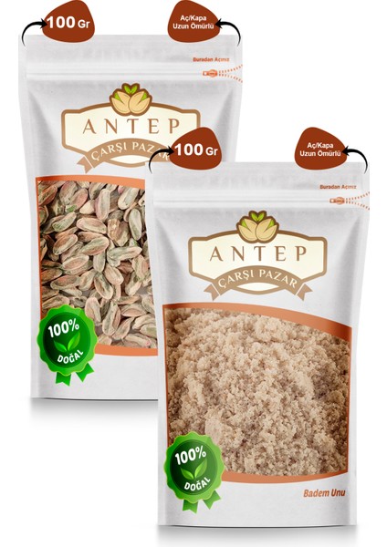 Antep Çarşı Pazar Badem Unu 100 gr  Boz Antep Fıstığı 100 gr