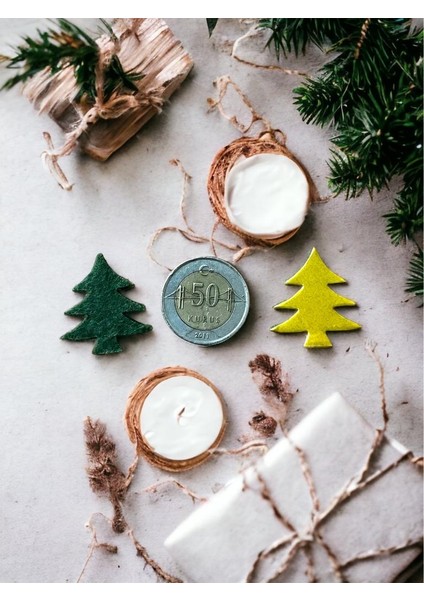 Keçeden 3 cm Yılbaşı Çam Ağacı Süsü 25 Adet - Keçe Motif