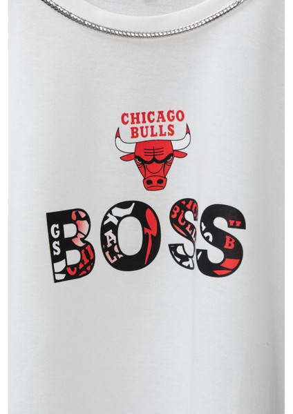 Erkek Chıcago-Boos Oversize Baskılı Pamuklu Bisiklet Yaka Kısa Kollu T-Shirt fiyatları