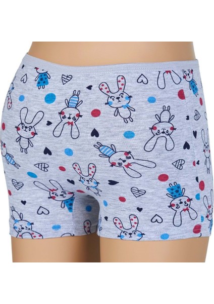 12'li Desenli Kız Çocuk Boxer - Karışık Renk
