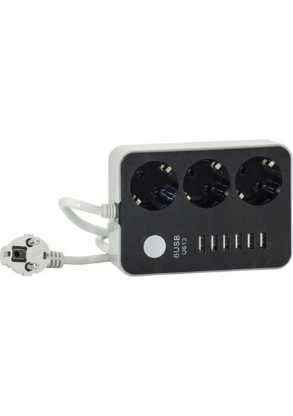 Akım Koruyuculu 6usb Port 4.1A Hızlı Şarjlı 3'lü Priz fiyatları