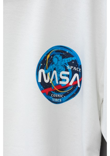 Erkek Nasa Oversize Baskılı Pamuklu Bisiklet Yaka Kısa Kollu T-Shirt modelleri