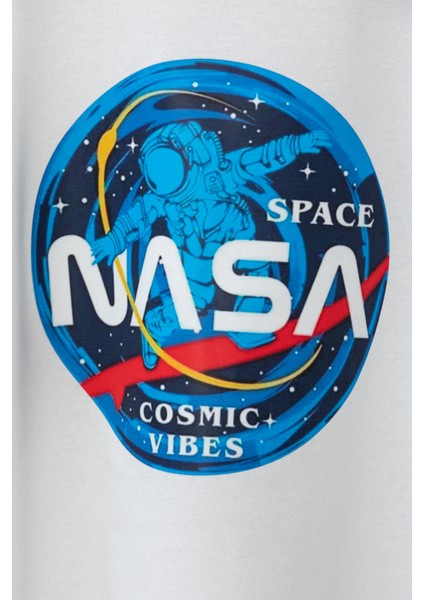 Erkek Nasa Oversize Baskılı Pamuklu Bisiklet Yaka Kısa Kollu T-Shirt fırsatları