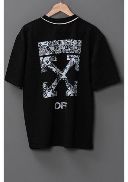 Erkek Off Oversize Baskılı Pamuklu Bisiklet Yaka Kısa Kollu T-Shirt modelleri