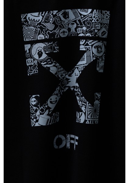 Erkek Off Oversize Baskılı Pamuklu Bisiklet Yaka Kısa Kollu T-Shirt fırsatları