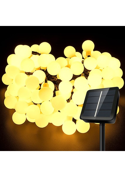 50 LED 7m Solar LED Sarı Işık Güneş Enerjili Bahçe Teras Balkon Ağaç Lambası Aydınlatma