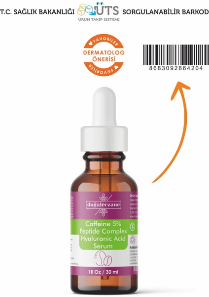 Caffeine 5% + Peptide Complex + Hyaluronic Acid 1% Yüz Bakım Serumu fiyatları