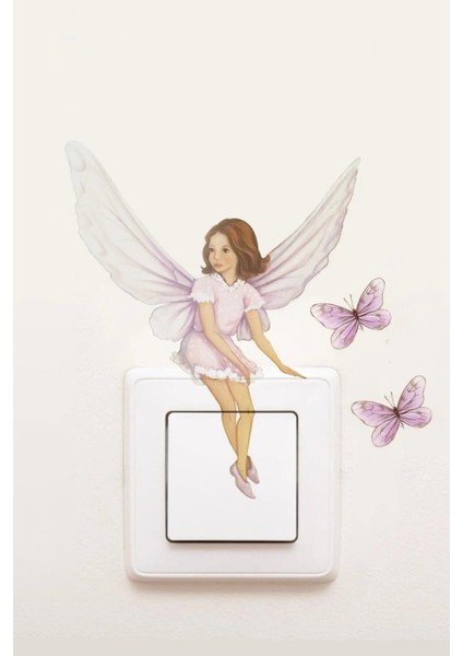 Priz- Oturan Kelebekli Peri Çocuk Odası Stickerı