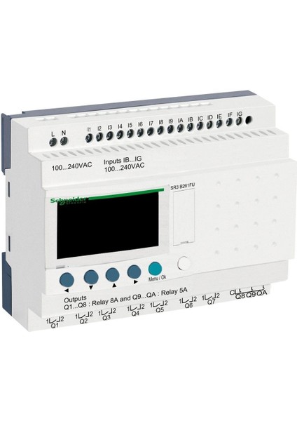 SR3B261FU Zelio Logic 26 Giriş/çıkış Akıllı Röle - 16 Dijital Giriş - 10 Röle Çıkışı - 220 Vac - Modüler - Genişleyebilir - SR3B261FU