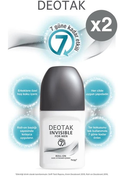 Invisible Roll-On Erkek Deodorant - 35 ml X2