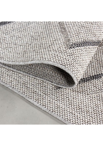 Iç ve Dış Mekan Halı Krem, Zig-Zag Tasarım, Hava Koşullarına Dayanıklı, Teras, Balkon Için