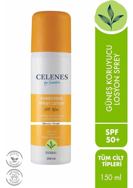 Celenes Güneş Koruyucu Losyon Sprey Spf+50 150 ml X3