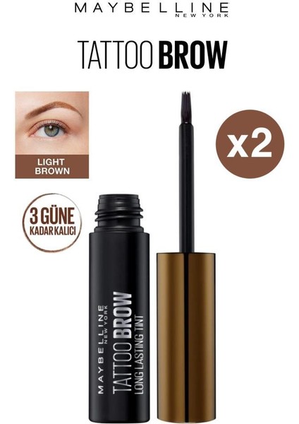 Maybelline New York Maybelline Tattoo Brow Long Lasting Tint 3 Gün Kalıcı Kaş Boyası Açık Kahve X2