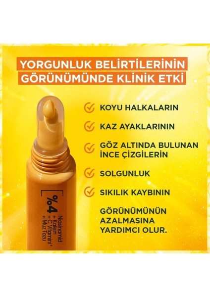 C Vitaminli Daha Aydınlık ve Dinlenmiş Göz Çevresi Için Aydınlatıcı Göz Kremi 15ML X2