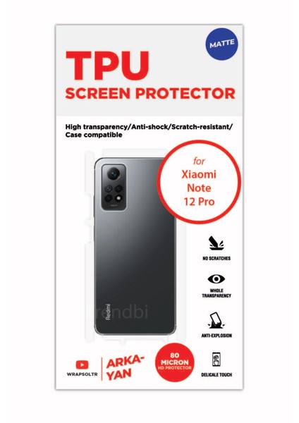 Xiaomi Redmi Note 12 Pro Mat Arka ve Yan Koruyucu Kaplama Tam Kaplayan Hd Film fiyatları