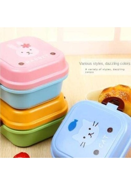 2pcs Japon Tarzı Çift Katmanlı Öğle Yemeği Kutusu, Sevimli Mini Bölücü Taze Tutma Bento Kutusu Taşınabilir Piknik Meyve Kutusu (Yurt Dışından)