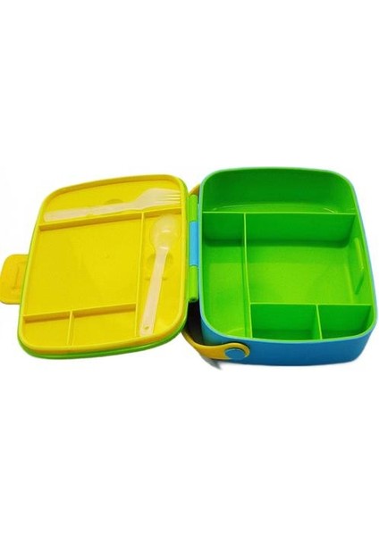 Bölmeli Plastik Öğle Yemeği Kutusu, Kaşık ve Çatal Öğle Yemeği Kutusu Mühürlü Net ile Taşınabilir Öğle Yemeği Kutusu (Yurt Dışından)