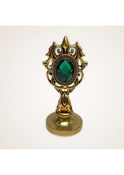 Kraliyet Yeşil Taşlı Döküm Metal Mum Mühürü Sapı Antik Gold fırsatları