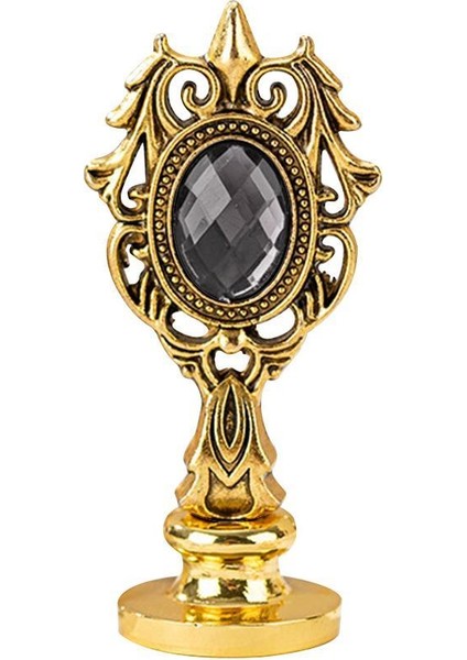 Kraliyet Füme Taşlı Döküm Metal Mum Mühürü Sapı Antik Gold