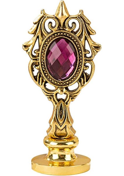 Kraliyet Bordo Taşlı Döküm Metal Mum Mühürü Sapı Antik Gold