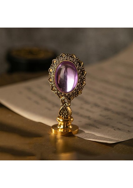 Kraliyet Lavanta Taşlı Döküm Metal Mum Mühürü Sapı Antik Gold modelleri