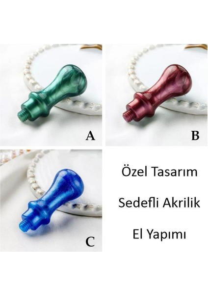 Mum Mühürü Sapı Abs Reçine El Yapımı Sedefli Yeşil M8 Dişli fırsatları