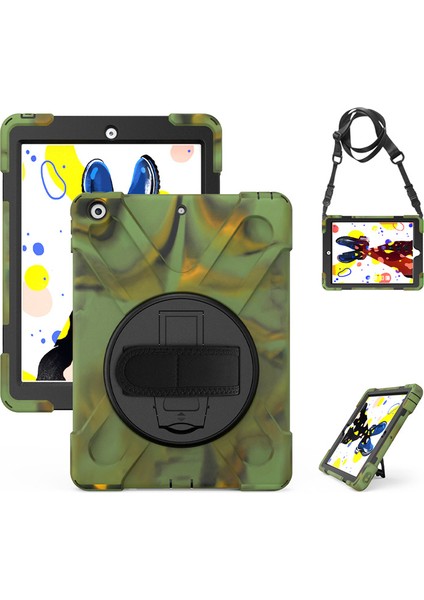 iPad 10.2 2019 ile Uyumlu El Kayışlı ve Döner Standlı Silikon Koruyucu Kılıf (Yurt Dışından)