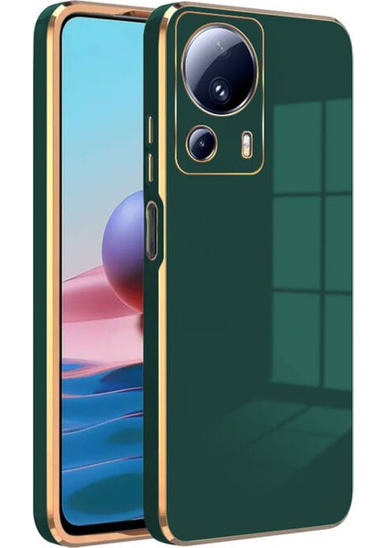 Xiaomi Mi 13 Lite Kılıf Golden Silikon Kılıf Yeşil