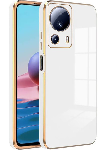 Xiaomi Mi 13 Lite Kılıf Golden Silikon Kılıf Beyaz