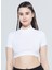Laura Dik Yaka Ribanalı Organik Pamuk Örme Crop T-Shirt 1110 1