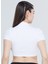 Laura Dik Yaka Ribanalı Organik Pamuk Örme Crop T-Shirt 1110 2
