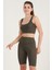 Kadın Haki Renk Yüksek Bel Toparlayıcı Kısa Spor Tayt Biker Şort Basics Casual & Comfort 1070 1