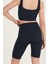 Kadın Lacivert Yüksek Bel Toparlayıcı Kısa Spor Tayt Biker Şort Basics Casual & Comfort 1070 2