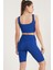 Kadın Sax Mavi Yüksek Bel Toparlayıcı Kısa Spor Tayt Biker Şort Basics Casual & Comfort 1070 2