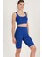 Kadın Sax Mavi Yüksek Bel Toparlayıcı Kısa Spor Tayt Biker Şort Basics Casual & Comfort 1070 5