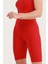 Kadın Kırmızı Yüksek Bel Toparlayıcı Kısa Spor Tayt Biker Şort Basics Casual & Comfort 1070 2