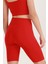 Kadın Kırmızı Yüksek Bel Toparlayıcı Kısa Spor Tayt Biker Şort Basics Casual & Comfort 1070 3