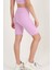 Kadın Lila Renk Yüksek Bel Toparlayıcı Kısa Spor Tayt Biker Şort Basics Casual & Comfort 1070 4