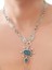 Gümüş Kaplama Antik Çelik Mineli Mavi Kadın Kolye 1