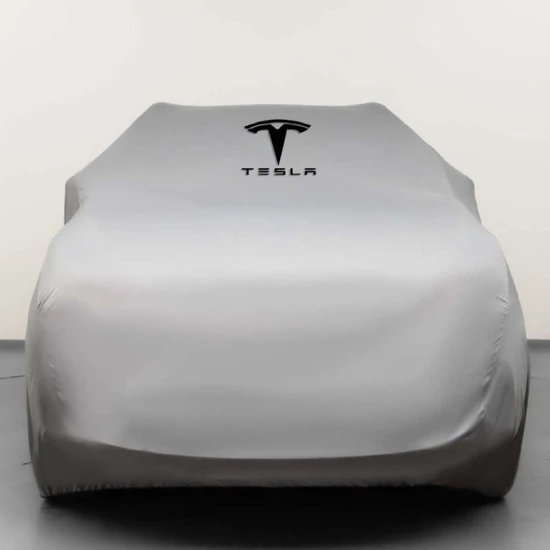 Teksin Tesla Model Y (2020-) Kumaş Logolu Oto Branda - Penye Örtü Gri